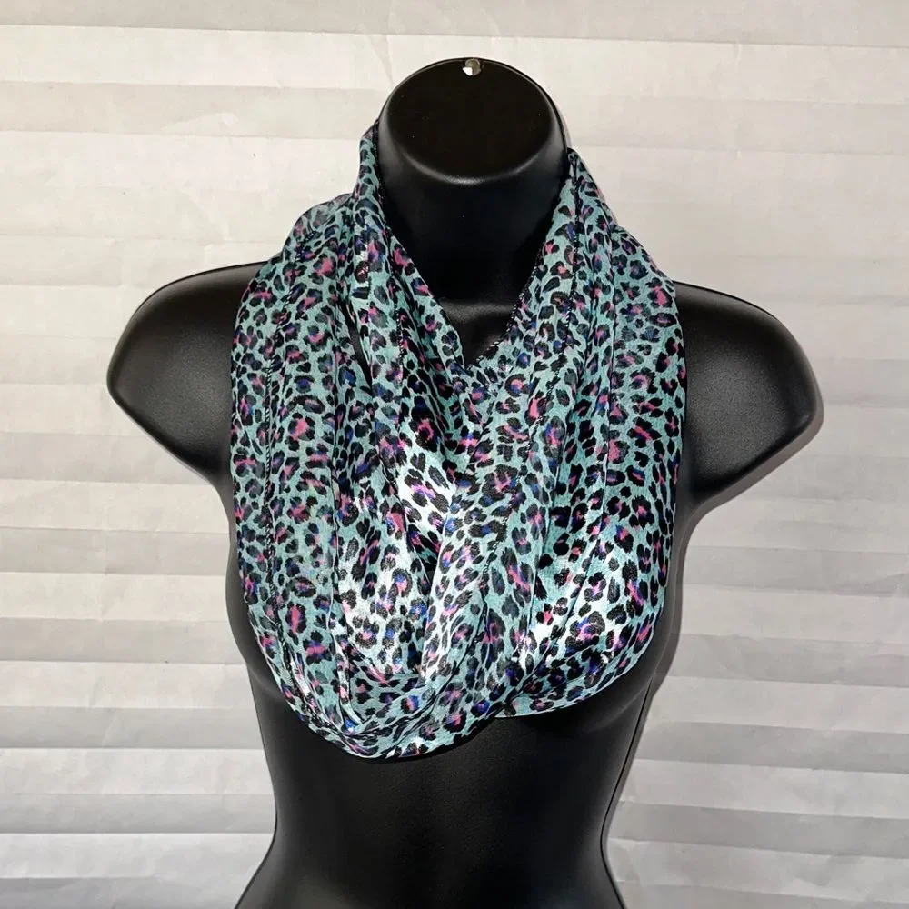 Blue Animal Print Infinity Scarf Women's Fashion Loop Scarf Unbranded